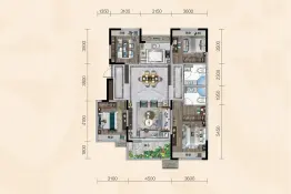 荣盛华府4室2厅1厨2卫建面140.0㎡