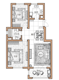 奥体紫兰园3室2厅1厨1卫建面100.00㎡