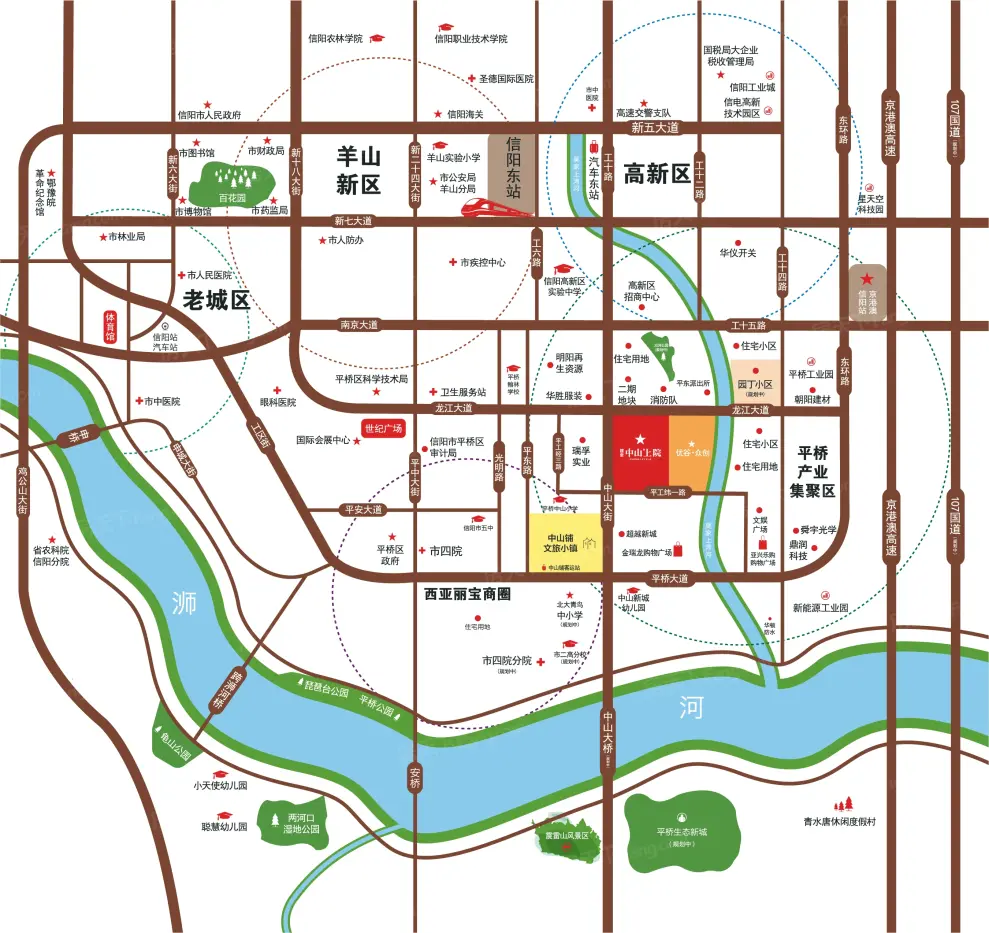 建业中山上院交通图