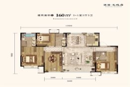 鸿坤·礼域府3室2厅1厨3卫建面160.00㎡