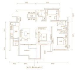 鸿通·文德·中央大境3室2厅1厨2卫建面87.50㎡