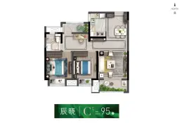 江湾四季2室2厅1厨1卫建面95.00㎡