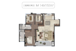 万科翡翠公园3室2厅1厨2卫建面152.00㎡