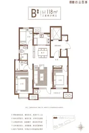 招商碧桂园·依云四季3室2厅1厨2卫建面118.00㎡