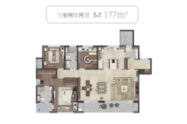 万科翡翠公园3室2厅1厨2卫建面177.00㎡