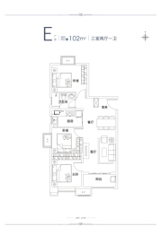 新晋玖里3室2厅1厨1卫建面102.00㎡