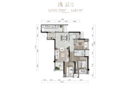 雅居乐九龙雅郡3室2厅1厨2卫建面101.73㎡