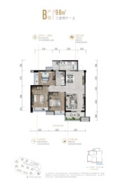 天府菁萃里（人才住房）3室2厅1厨1卫建面98.00㎡