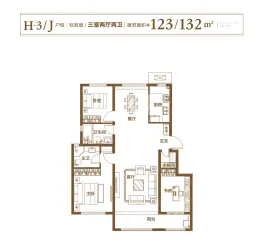 贻成学府世家3室2厅1厨2卫建面123.00㎡