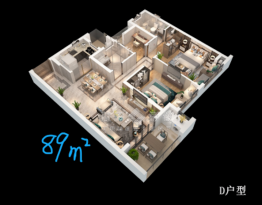 东亚怡和嘉苑3室2厅1厨2卫建面89.00㎡