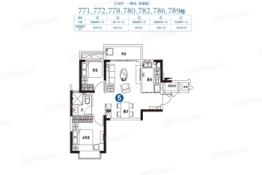 恒大海上威尼斯2室2厅1厨1卫建面79.00㎡