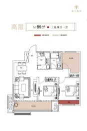 朗月书院3室2厅1厨1卫建面89.00㎡