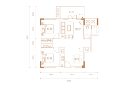 官塘学院小镇2室2厅1厨1卫建面90.00㎡