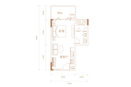 官塘学院小镇1室1厅1厨1卫建面46.00㎡