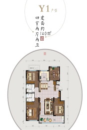 金港华府4室2厅1厨2卫建面140.0㎡