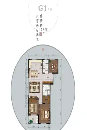 金港华府3室2厅1厨2卫建面126.0㎡