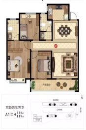 华纳奎文苑3室2厅1厨2卫建面116.00㎡