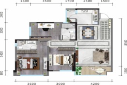 中央峰景二期3室2厅1厨2卫建面110.87㎡