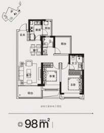 蓝光铂汇公馆2室2厅1厨2卫建面98.00㎡