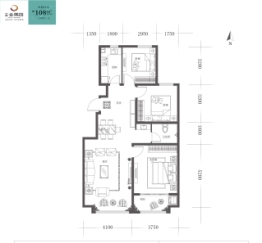 十地金隅园3室2厅1厨1卫建面108.00㎡