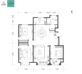 十地金隅园3室2厅1厨1卫建面124.00㎡