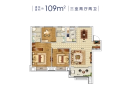 孔雀城时代北宸3室2厅1厨2卫建面109.00㎡