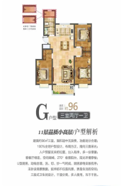 华信新城3室2厅1厨1卫建面96.0㎡