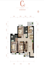 景成瑞府3室2厅1厨2卫建面117.93㎡