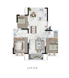 春风海上3室2厅1厨2卫建面118.00㎡