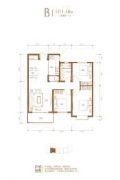 金澜太行里3室2厅1厨1卫建面111.18㎡