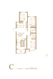长瑞观澜3室2厅1厨2卫建面129.10㎡