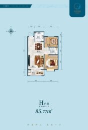 水韵华庭2室2厅1厨1卫建面85.77㎡
