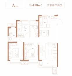 阳光城文澜公馆3室2厅1厨2卫建面108.00㎡