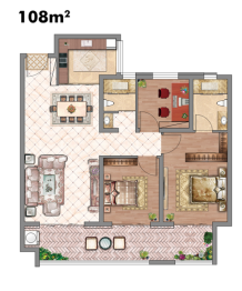 学仕名邸3室2厅1厨2卫建面108.00㎡