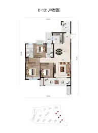 蓝光雍锦阁3室2厅1厨2卫建面121.00㎡