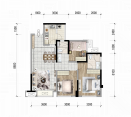 万为江南里3室2厅1厨2卫建面95.00㎡