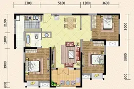 海翼·汉东至尊3室2厅1厨1卫建面103.86㎡