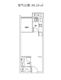 济南恒大滨河广场1室1厅1厨1卫建面49.19㎡