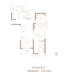 金水世纪城4室2厅1厨2卫建面138.28㎡