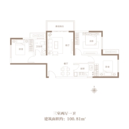 金水世纪城3室2厅1厨1卫建面100.81㎡