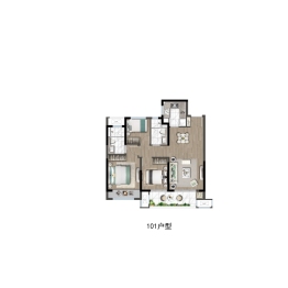 湖畔春晓花园3室2厅1厨2卫建面101.00㎡