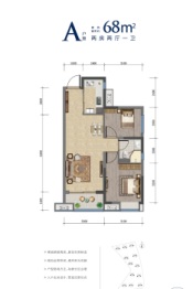 金嘉龙湖·春江郦城2室2厅1厨1卫建面67.00㎡