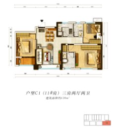 高峰领寓3室2厅1厨2卫建面120.00㎡