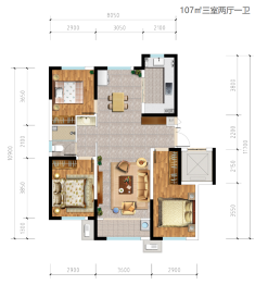 宁夏中房永悦府3室2厅1厨1卫建面107.00㎡