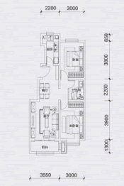 假日壹号2室2厅1厨1卫建面89.00㎡