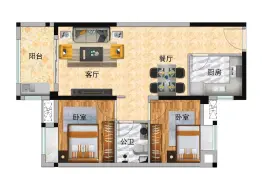 凤翔揽邑3室2厅1厨2卫建面74.00㎡