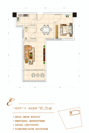 六安祥泰广场2室1厅1厨1卫建面61.73㎡