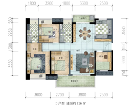 保利金町湾4室2厅1厨2卫建面126.00㎡