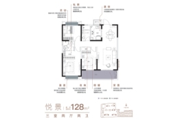 龙信家园3室2厅1厨2卫建面128.00㎡