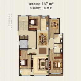 辰隆中海花园4室2厅1厨2卫建面167.00㎡